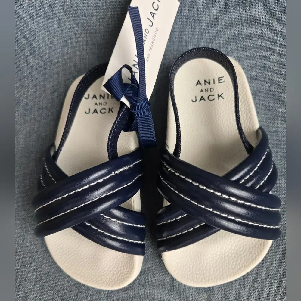Janie and Jack Slip-On Cross Strap Pool Slide Sizes 5 and 6 Baby Strap